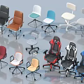 Multiple Colored Ergonomic Office Chairs With Modern Design Rolling Casters And Various Styles