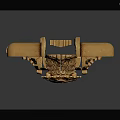 Golden Carved Decorative Ornament With Intricate Patterns And Symmetrical Structure