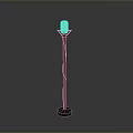 Classic Floor Standing Microphone With Red Stand And Silver Head