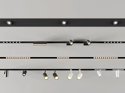 Modern Downlights And Spotlights Track Ceiling Lighting Fixtures In Various Styles 3d model