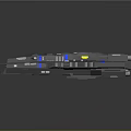 Futuristic Interstellar Spaceship With Advanced Modular Structure And Blue Yellow Accents