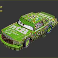 Green Race Car With Number 86 And Sponsor Logos Cartoon Design