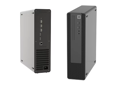 Compact Modern Desktop PC Case With USB Ports And Ventilation Design 3d model