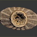 Potted Plant In Handwoven Bamboo Basket With Natural Brown Weave Texture