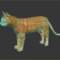 Realistic Orange Striped Cat Standing On Shiny Black Surface With Clear Reflection 3d model