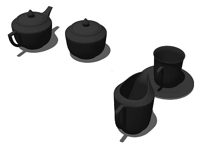 Modern Minimalist Ceramic Tea Set With Teapot Teacup Milk Jug And Caddy 3d model