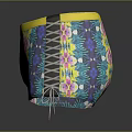 Vibrant Floral Men's Underwear With Yellow Waistband Blue Base And Side Lace Up Detail