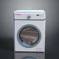 Modern White Front Load Washing Machine With Circular Door And Control Panel 3d model