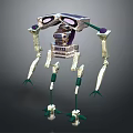 Metallic Purple Multi Legged Sci Fi Character With Mechanical Body And Head Structure