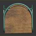 Modern Wooden Chair With Green Metal Frame Curved Backrest And Natural Wood Seat
