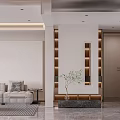 Modern Living And Dining Room Interior With Black Door White Walls And TV