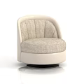 Modern Beige Single Sofa with Scalloped Back Fabric Upholstery and Black Circular Base 3d model