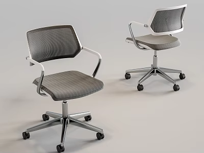 Modern Office Chair With Ergonomic Mesh Backrest And Metal Rolling Casters 3d model