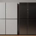 Modern Side By Side White And Black Refrigerator Freezers With Double Doors