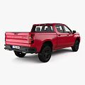 Red Chevrolet Pickup Truck With Black Wheels And Front Grille Design