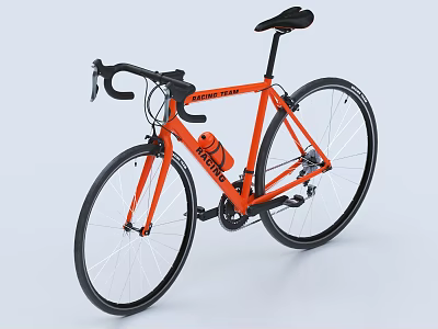 Sleek Orange Road Bicycle With Drop Handlebars Black Saddle And Black Rims 3d model