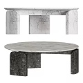 Modern Coffee Table Design With Marble Tabletop And Black Base 3d model