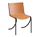 Modern Tan Leather Single Chair With Black Curved Metal Legs And Sleek Design