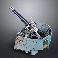 Vintage Dual Barrel Military Weapon With Rusty Metal Structure And Artillery Design