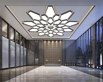 New Chinese Hall Hotel Lobby 3d model