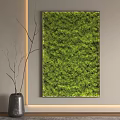 Modern Interior Vertical Green Moss Wall With Grey Vase Branches And Light Grey Wall
