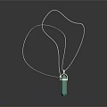 Elegant Jewelry Ornament Set Featuring Green Pendant White Curved Chain And Shiny Finish