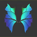 Shiny Butterfly Wing Shaped Decorative Household Item With Turquoise Green And Purple Colors