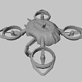 Futuristic Yellow Brown Multi Rotor Drone With Sleek Body And Propellers