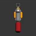 Plastic Toy Gun Structure With Silver Body Yellow Components And Red Grip