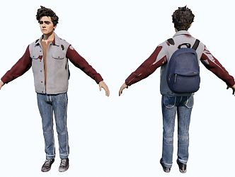 Modern Men Blue Jeans 3d model