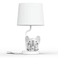 Modern White Table Lamp With Elephant Base And Fabric Shade For Bedroom Decor