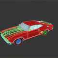 Classic Red Muscle Car With Glossy Black Stripes And Sleek Exterior Design