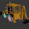 Yellow Construction Loader With Front Bucket Excavator Arm And Black Tires 3d model