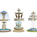 Ornamental Multi Tiered Fountains With Classical Design And Sculptural Elements
