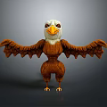 Cartoon Eagle 3D Model With White Head Brown Body And Spread Wings 3d model
