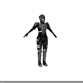 Detailed Futuristic Character Design Featuring Tactical Black Gray Armor And Red Accents