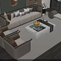 New Chinese Style Living Room Sofa Coffee Table Combination 3d model