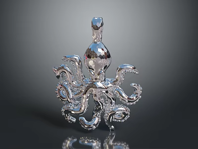 Shiny Silver Octopus Pendant With Curly Tentacles Exquisite Fashion Accessory 3d model