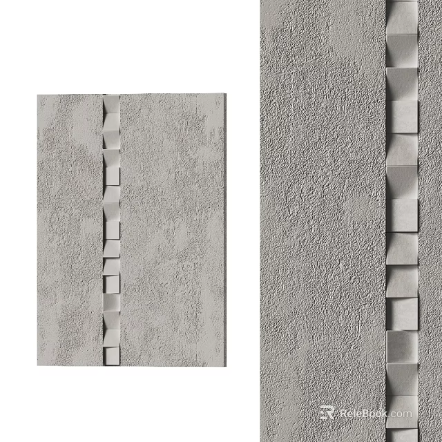 Abstract Painting with Geometric Shapes in Vertical Arrangement Gray Tones and Textured Surface Design 3d model 
