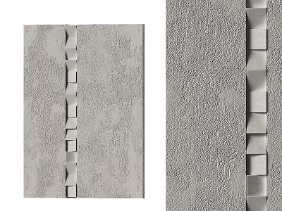 Abstract Painting with Geometric Shapes in Vertical Arrangement Gray Tones and Textured Surface Design 3d model