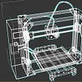 Professional 3D Printer Office Appliance with Green Filament Spool Control Panel and Printing Bed