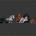 Game Movie Character Mechanical Wolves With Various Colors And Mechanical Design Features