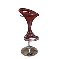 Red Modern Curved Bar Stool With Metal Base And Circular Footrest