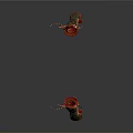 Biological Organ and Hair Structure with Red Brown Hanging Antennae Body Parts
