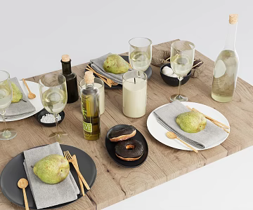 Modern Tableware Combination 3d model
