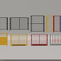 Various Safety Railings With Mesh Solid Panels Warning Stripes And Multiple Colors