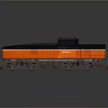 Orange And Black Diesel Locomotive Model With Detailed Wheels And Railway Design