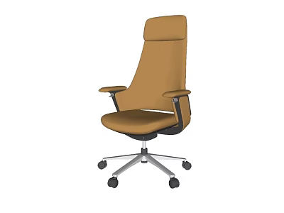 Brown High Back Office Chair With Adjustable Armrests And Swivel Base 3d model