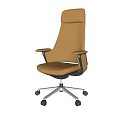 Brown High Back Office Chair With Adjustable Armrests And Swivel Base