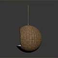 Cozy Wicker Spherical Hanging Pet Bed With Soft White Cushion For Small Animals
